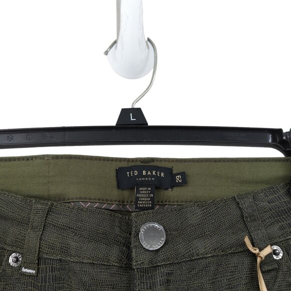 Ted Baker Women 29 Shiney Skinny Jeans Khaki Green Crocodile Effect NEW - Picture 5 of 9